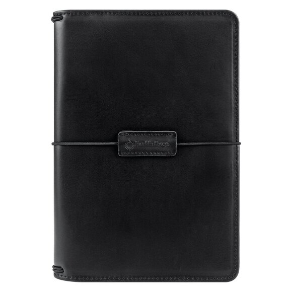 Franklin Covey Compact Black Travelers Leather Elastic Cover - Picture 1 of 8
